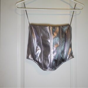 Silver Metallic Corset Top